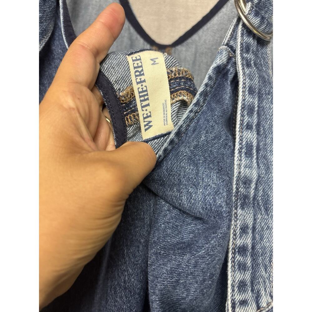 Free People We the Free High Roller Jumpsuit overall denim jeans Sz M Lagenlook - Picture 7 of 7